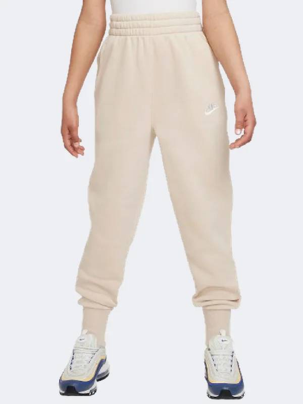 men's slim cotton olive pants-Nike Sportswear Club Fleece Girls Lifestyle Pant Sanddrift/White