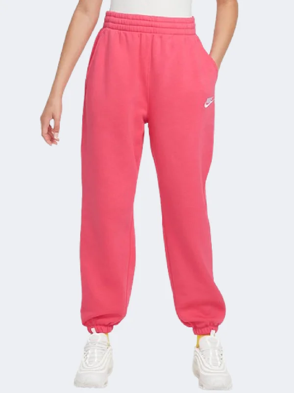 men's high-waisted straight leg black pants-Nike Sportswear Club Fleece Girls Lifestyle Pant Aster Pink/White