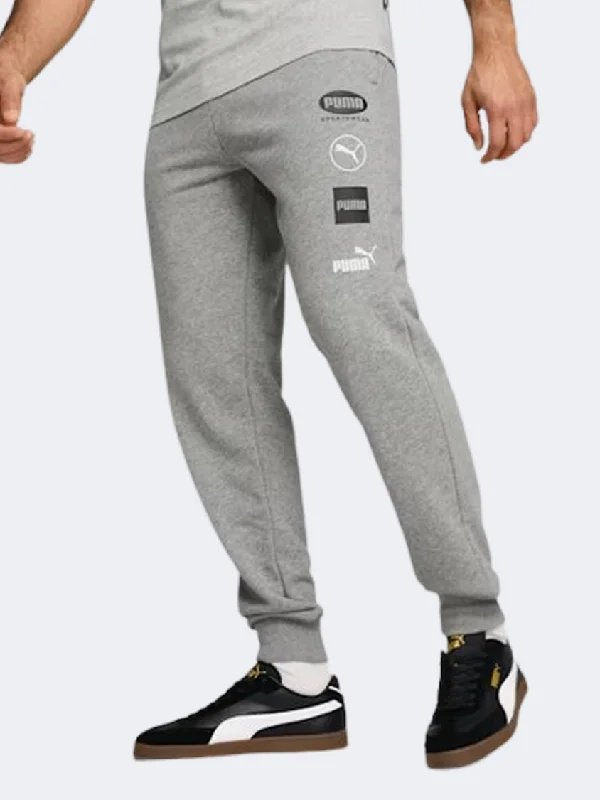 men's 36-inch casual navy pants-Puma Power Graphic Men Lifestyle Pant Grey Heather