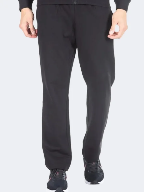 men's slim wool olive pants-Lotto Msc Men Lifestyle Pant Black