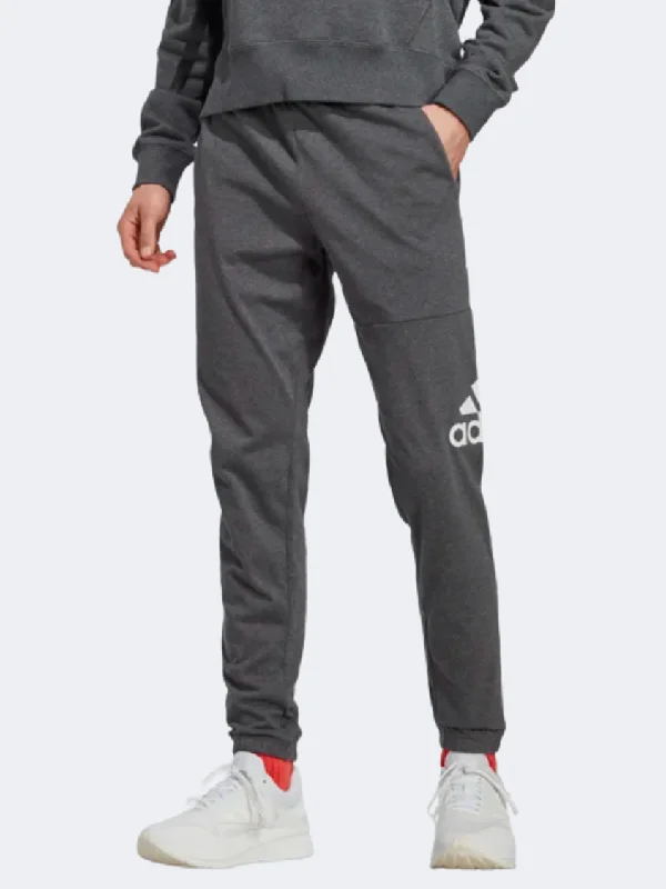 men's tapered wool blue pants-Adidas Essentials Single Jersey Tapered Badge Of Sport Men Sportswear Pant Grey