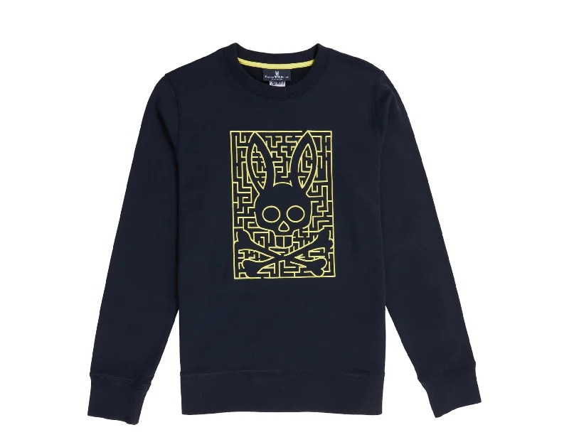 Men's creator custom jackets-Psycho Bunny Men's Navy Pisani Embroidered Sweatshirt B6S712X1FT-NVY