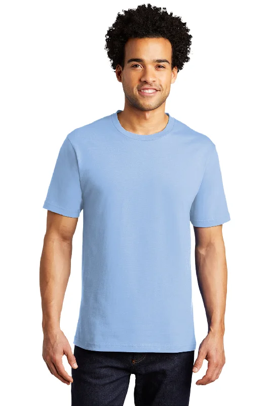 Men's short-sleeve sleek neutral beige shirt-Port & Company Mens Bouncer Short Sleeve Crewneck T-Shirt - Light Blue