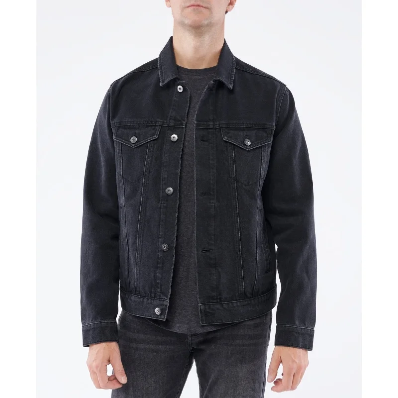 Men's delivery driver jackets-Lazer Men's Denim Trucker Jacket Black Size Medium