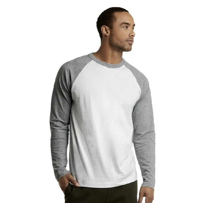 Men's jungle green jackets-TOP PRO Men's Long Sleeve Baseball Tee - Light Grey White