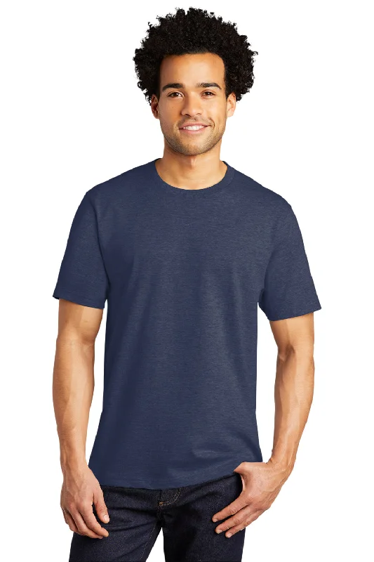 Men's short-sleeve rich coarse hemp shirt-Port & Company Mens Bouncer Short Sleeve Crewneck T-Shirt - Heather Team Navy Blue