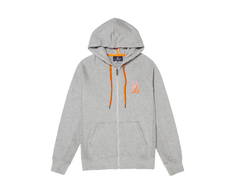 Men's racer speed jackets-Psycho Bunny Drake Zip-Up Heather Grey/Orange Men's Hoodie B6H972L1FT-HGY