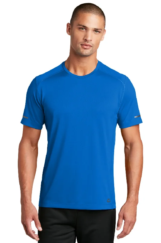 Men's short-sleeve casual lightweight stretch tee-Ogio Mens Endurance Level Moisture Wicking Mesh Short Sleeve Crewneck T-Shirt - Electric Blue - Closeout