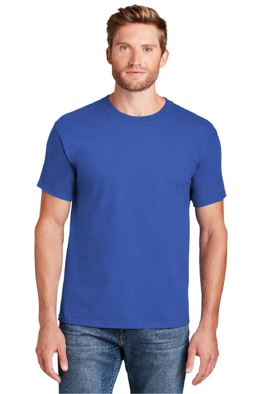 Men's short-sleeve sleek sporty teal tee-Hanes Mens Beefy-T Short Sleeve Crewneck T-Shirt - Blue Bell Breeze - Closeout