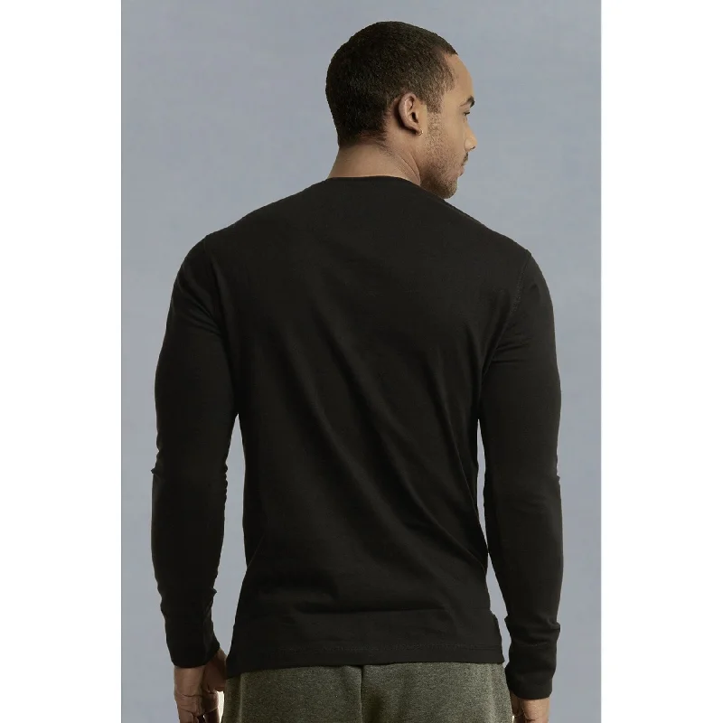 Men's uptown stylish jackets-Men's Crew Neck Solid Cotton Henley Shirt