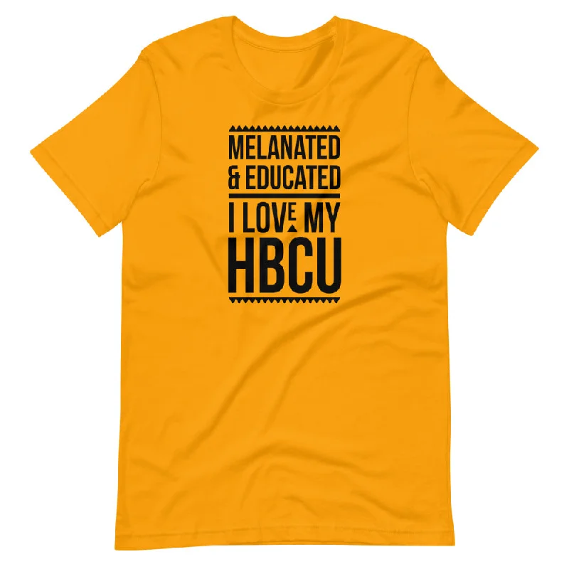 Men's short-sleeve tropical draped quick-dry tee-Melanated & Educated - I Love My HBCU T-Shirt (Black Text)