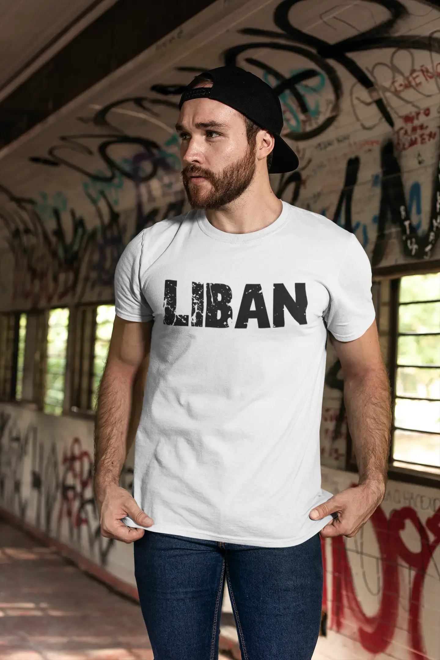 Men's short-sleeve muted fresh structured embroidered shirt-Men's Tee Shirt Vintage T shirt Liban X-Small White 00561