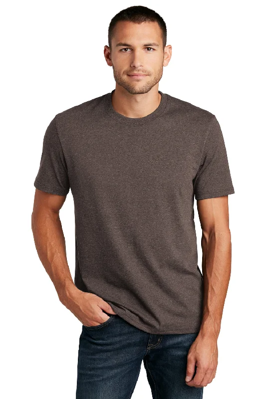 Men's short-sleeve stylish sleek neutral beige tee-District Mens Re-Tee Short Sleeve Crewneck T-Shirt - Heather Deep Brown