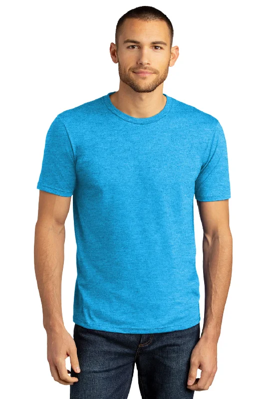 Men's short-sleeve vibrant tropical fitted green shirt-District Mens Perfect DTG Short Sleeve Crewneck T-Shirt - Turquoise Blue Frost