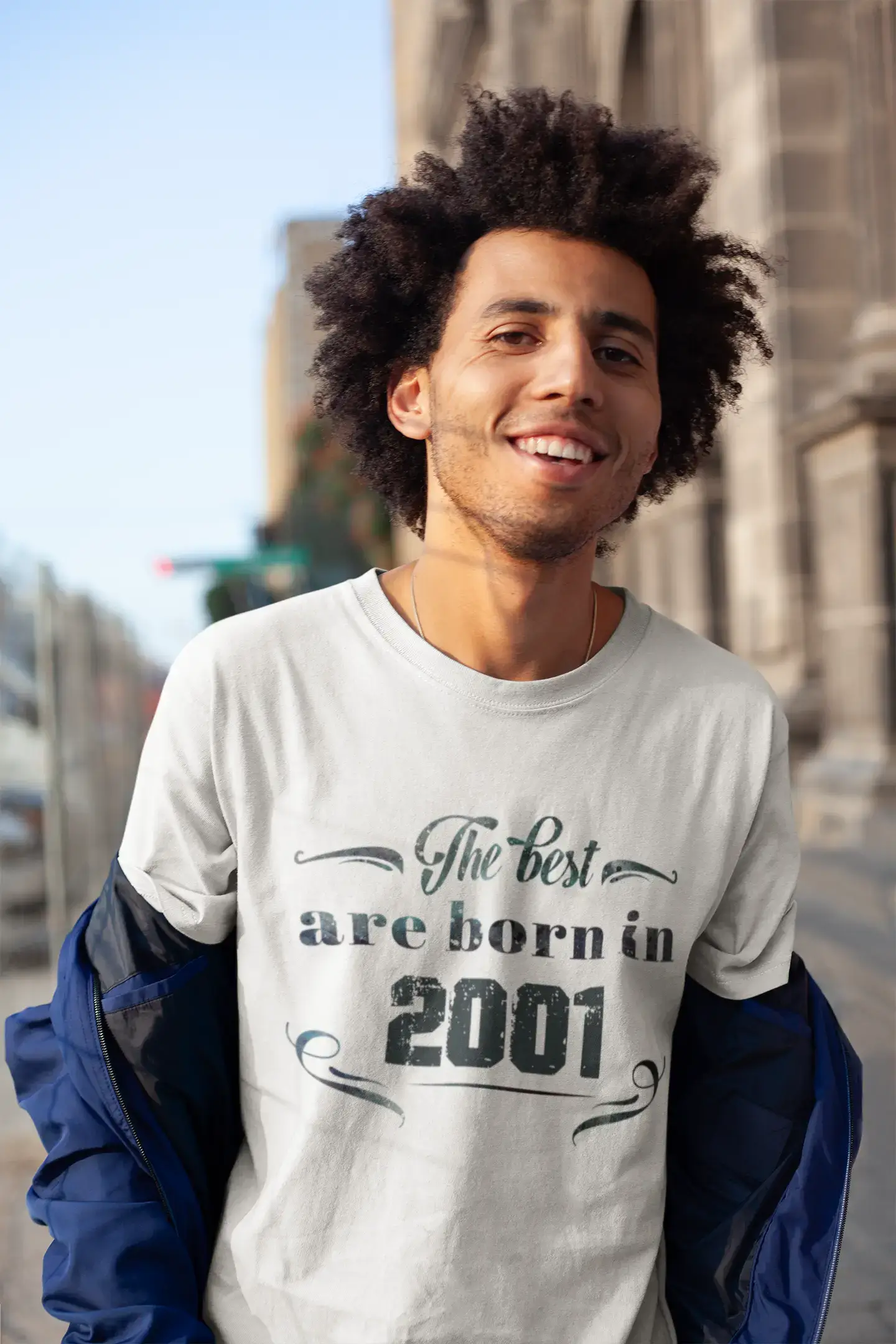 Men's short-sleeve handcrafted hemp top-The Best are Born in 2001 Men's T-shirt White Birthday Gift 00398