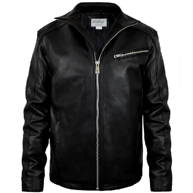 Men's sailor striped jackets-Men's Lambskin Moto Jacket