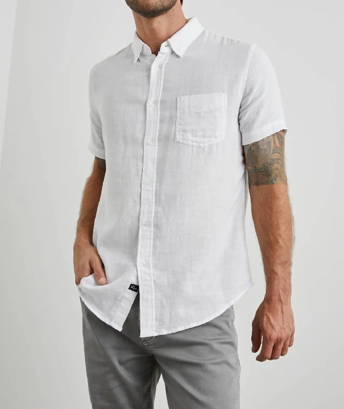 Men's short-sleeve rugged urban tough raglan top-Fairfax Shirt In White