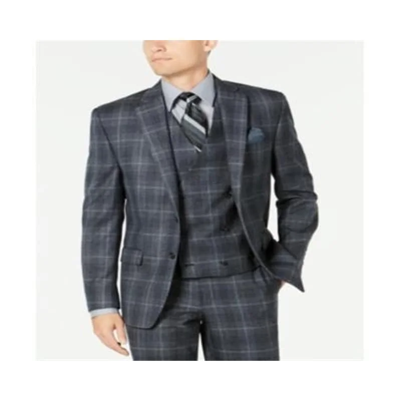 Men's tide cool jackets-Ralph Lauren Men's Classic Fit UltraFlex Stretch Plaid Suit Separate Jacket Black Size 42 REG