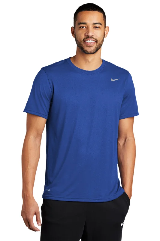 Men's short-sleeve stylish sleek skateboarding shirt-Nike Mens Legend Dri-Fit Moisture Wicking Short Sleeve Crewneck T-Shirt - Game Royal Blue - Closeout