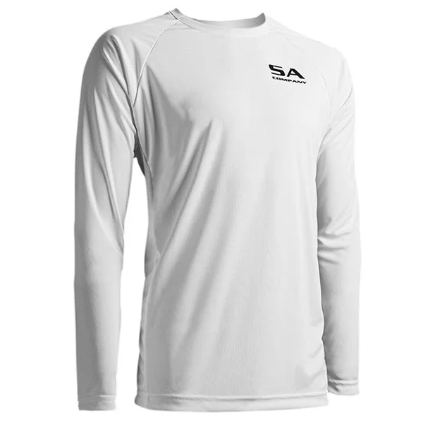 Men's short-sleeve sporty subtle classic olive shirt-Performance Long Sleeve Shirt | White | SA Logo PreOrder