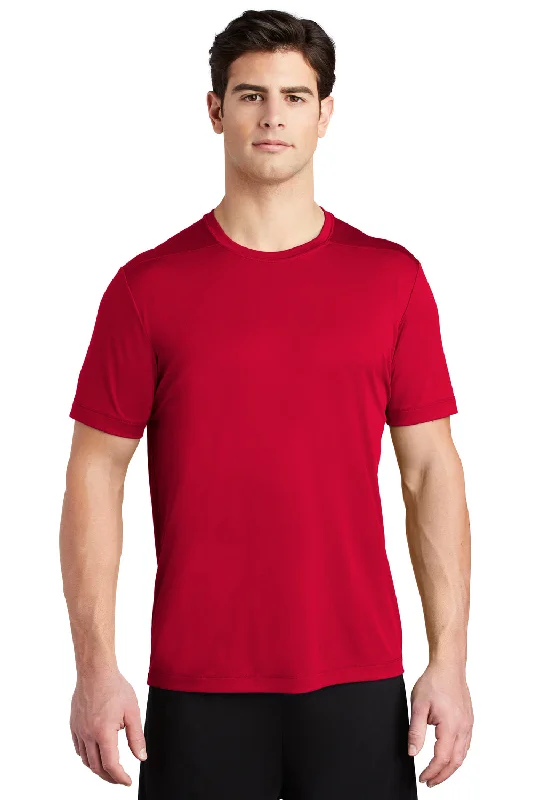 Men's short-sleeve stylish cranberry shirt-Sport-Tek Mens Moisture Wicking Short Sleeve Crewneck T-Shirt - True Red