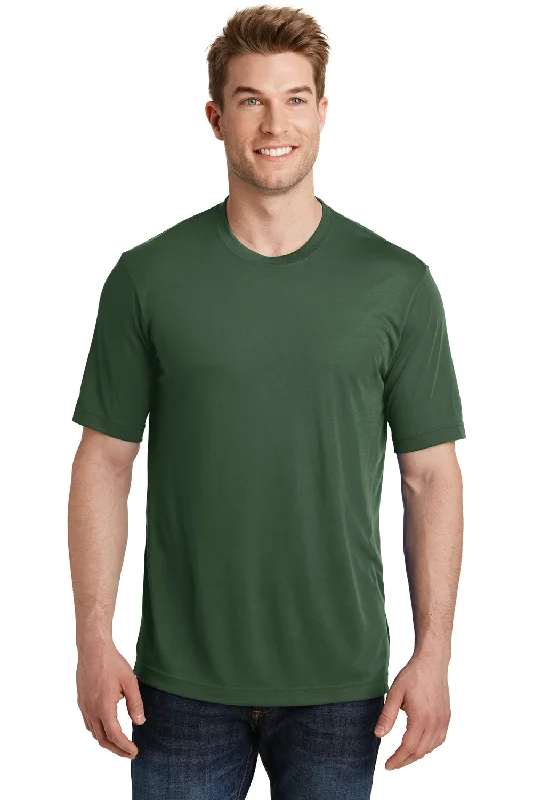 Men's short-sleeve muted fresh structured embroidered shirt-Sport-Tek Mens Competitor Moisture Wicking Short Sleeve Crewneck T-Shirt - Forest Green - Closeout