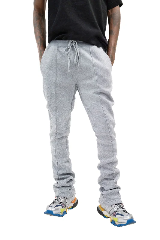 men's straight leg cotton navy pants-Men's Side Stripe Fleece Stacked Sweat Pants