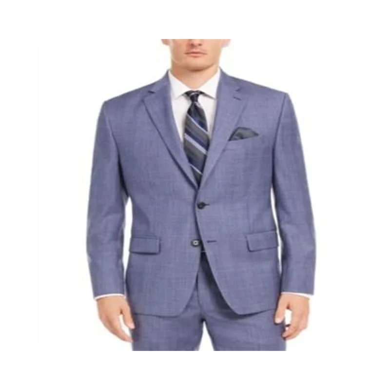 Men's producer sleek jackets-Ralph Lauren Men's Classic Fit UltraFlex Stretch Check Suit Separate Jacket Blue Size 44