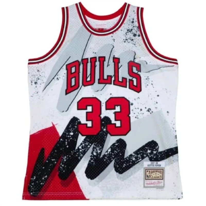 Men's short-sleeve cool relaxed floral top-Men's Hyper Hoops Swingman Chicago Bulls Jersey In White