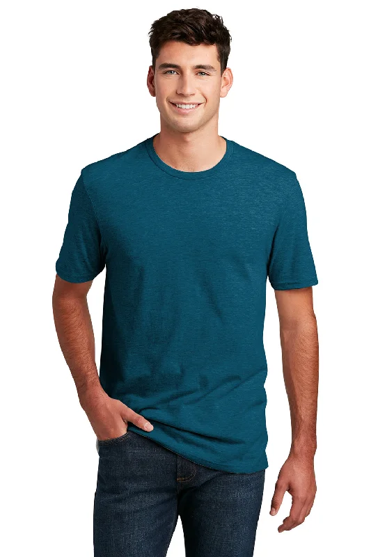 Men's short-sleeve urban casual midnight shirt-District Mens Perfect Blend Short Sleeve Crewneck T-Shirt - Deep Turquoise Blue Fleck