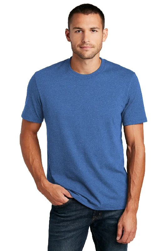 Men's short-sleeve classic muted rugged denim shirt-District Mens Re-Tee Short Sleeve Crewneck T-Shirt - Heather Blue