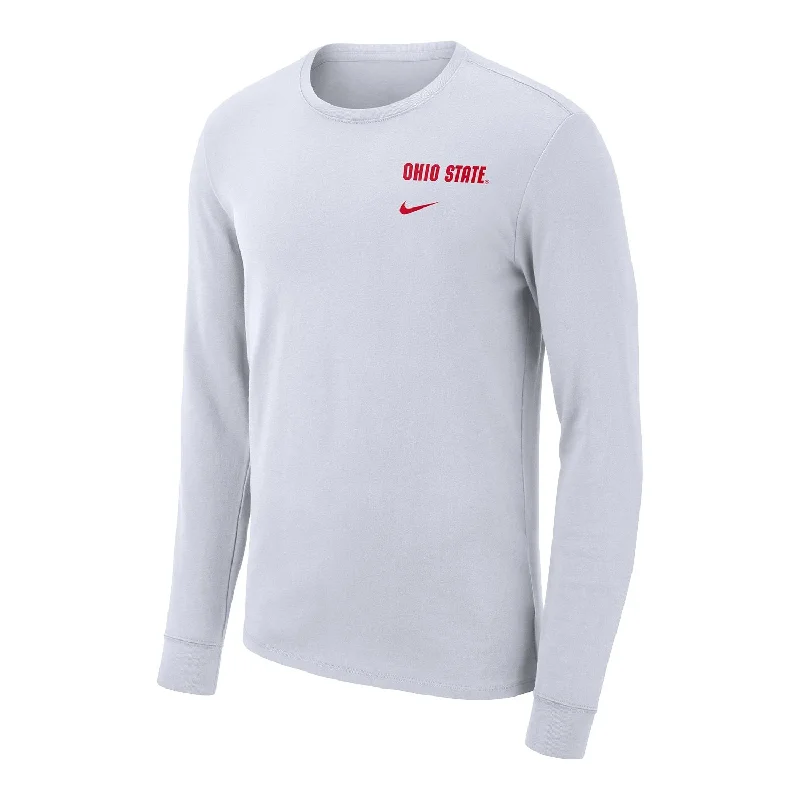 Men's short-sleeve neutral casual bold snowboarding shirt-Ohio State Buckeyes Nike Basketball Arena White Long Sleeve T-Shirt