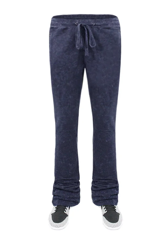 men's slim wool olive pants-Men's Acid Washed Stacked Fleece Sweat Pants