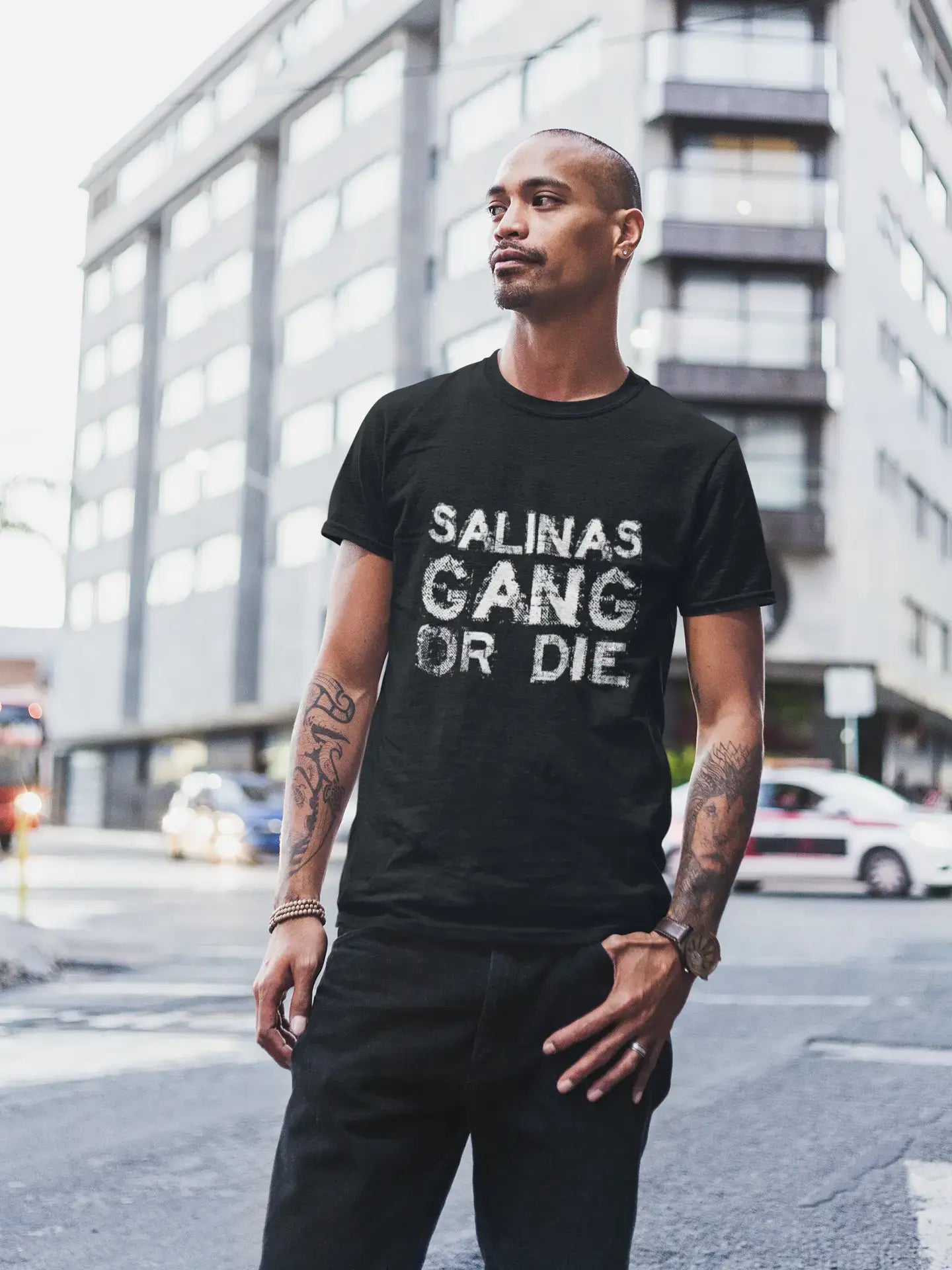 Men's short-sleeve modern vibrant streetwear tee-SALINAS Family Gang Tshirt, Men's Tshirt, Black Tshirt, Gift T-shirt 00033