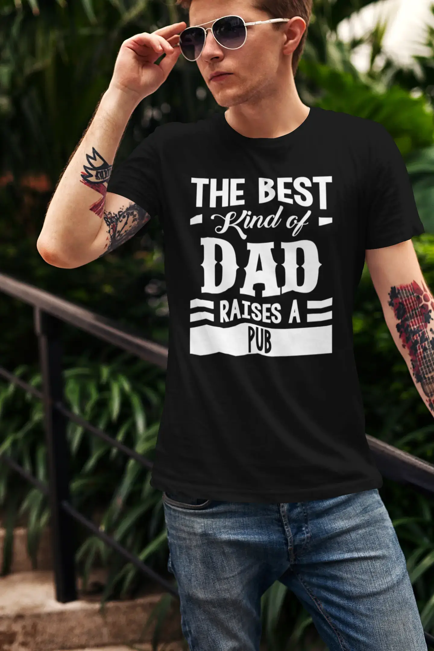 Men's short-sleeve stylish sleek sporty teal top-ULTRABASIC Men's Graphic T-Shirt Dad Raises a Pub