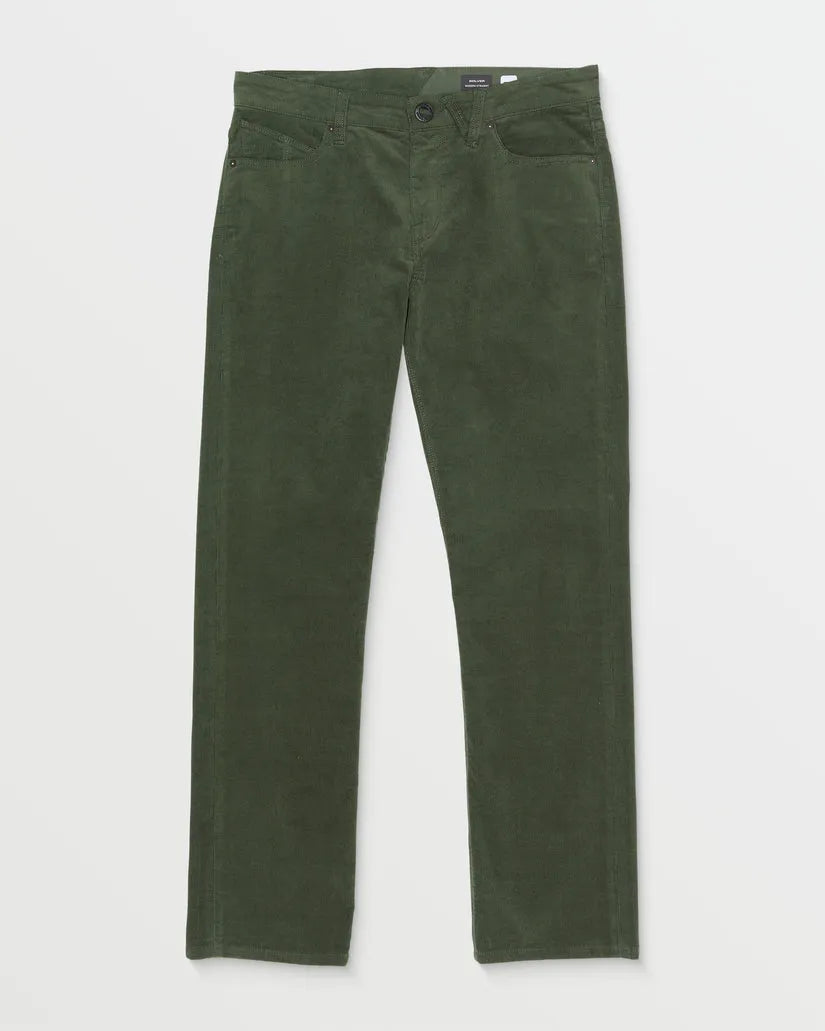 men's casual wide-leg green pants-Volcom Mens Pants Solver 5 Pocket Corduroy