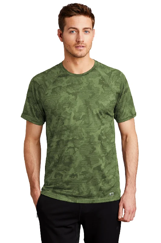 Men's short-sleeve bright artisanal organic shirt-Ogio Mens Endurance Pulse Phantom Moisture Wicking Short Sleeve Crewneck T-Shirt - Grit Green Camo - Closeout