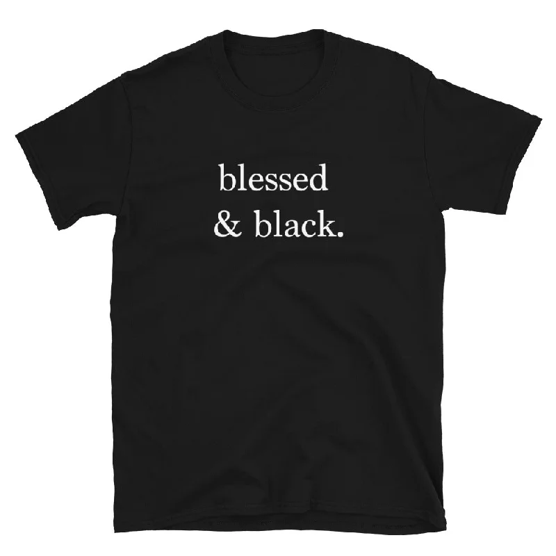 Men's short-sleeve modern structured purple tee-Blessed & Black.