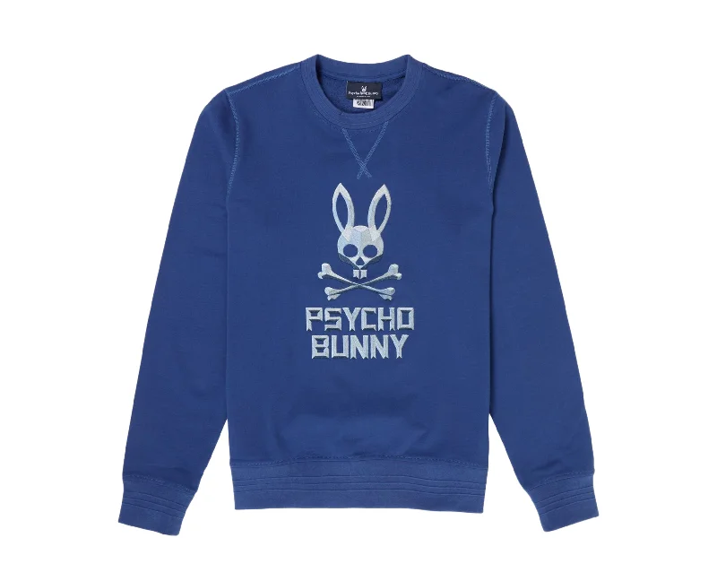 Men's war-inspired jackets-Psycho Bunny Maybird Crewneck Monaco/Grey-Blue Men's Sweatshirt B6S965L1FT-MCO