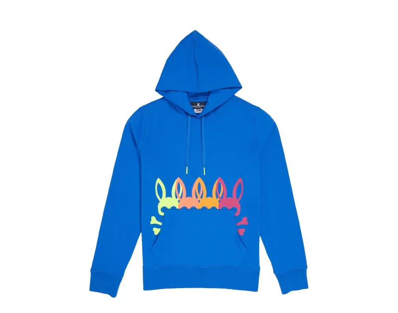 Men's trailblazer bold jackets-Psycho Bunny Lafayette Pullover Bright Royal Men's Hoodie B6H966U1FT-BROY