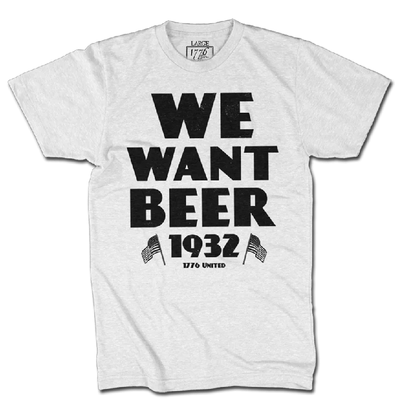 Men's short-sleeve cool rugged breathable UV-protective tee-We Want Beer - White