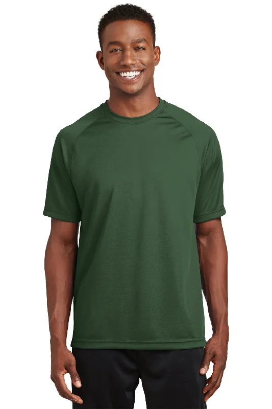 Men's short-sleeve sporty subtle graphic neon tee-Sport-Tek Mens Dry Zone Moisture Wicking Short Sleeve Crewneck T-Shirt - Forest Green - Closeout