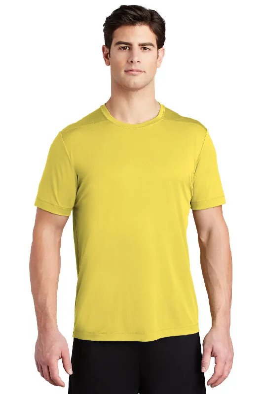 Men's short-sleeve fresh lime shirt-Sport-Tek Mens Moisture Wicking Short Sleeve Crewneck T-Shirt - Yellow