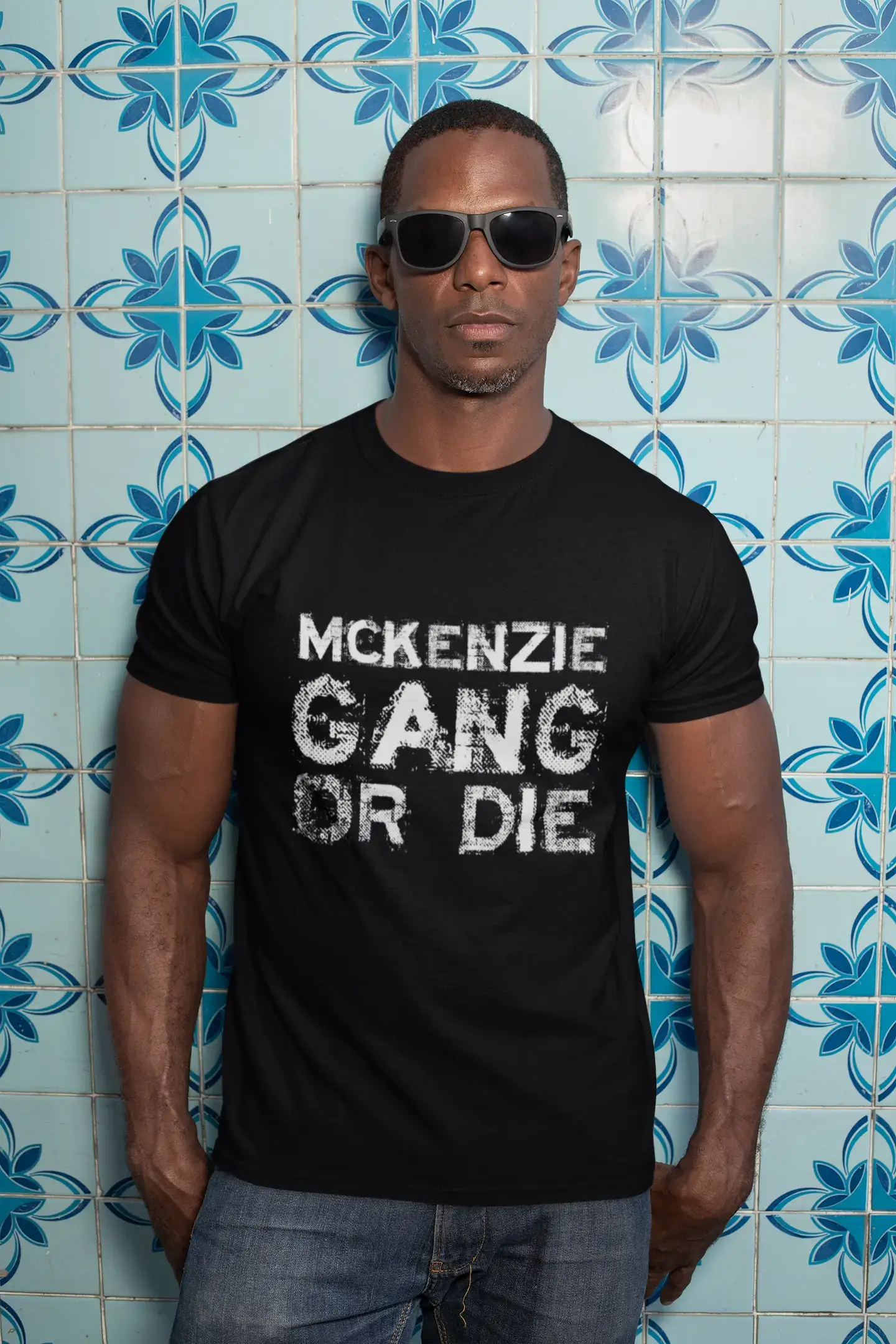 Men's short-sleeve bright artisanal organic shirt-MCKENZIE Family Gang Tshirt, Men's Tshirt, Black Tshirt, Gift T-shirt 00033