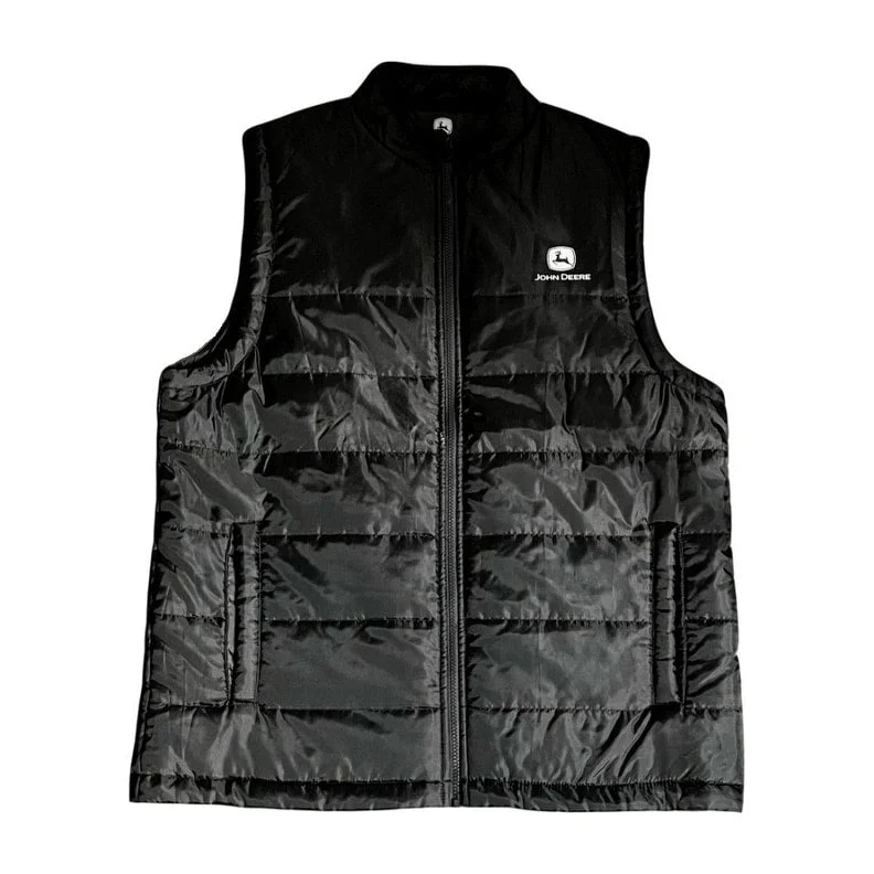 Men's track team jackets-John Deere Western Vest Mens Logo Quilted Zip Olive JM3A-3BC