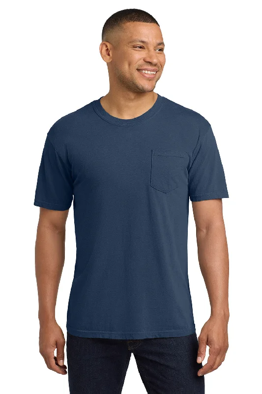 Men's short-sleeve casual lightweight stretch tee-Comfort Colors Mens Short Sleeve Crewneck T-Shirt w/ Pocket - China Blue