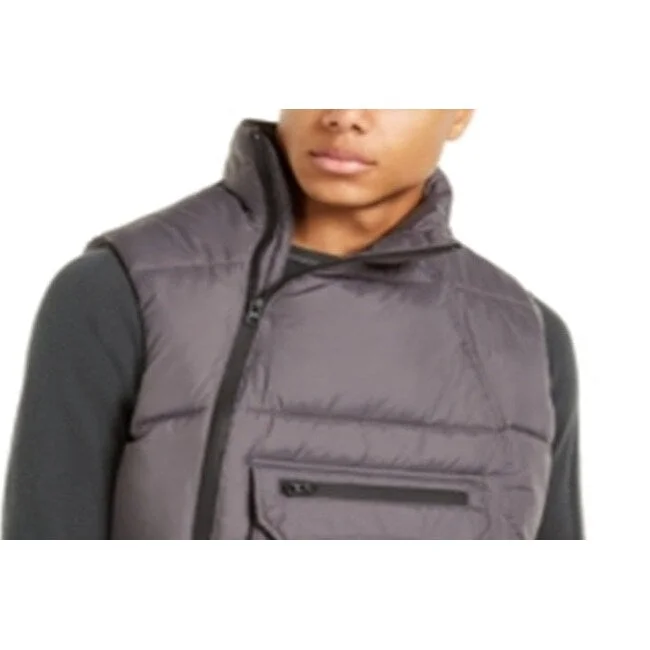 Men's ridge trail jackets-American Stitch Men's Side Zip Puffer Vest Gray Size X-Large