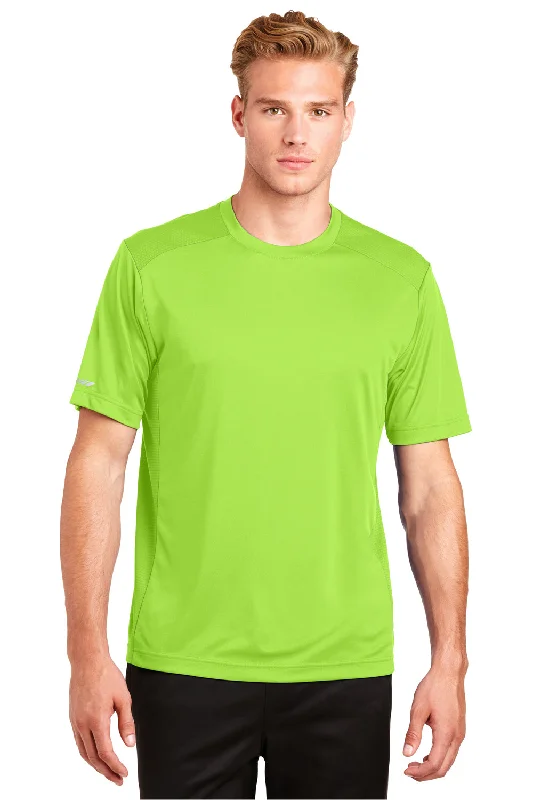 Men's short-sleeve modern vibrant fair-trade bamboo top-Sport-Tek Mens Elevate Moisture Wicking Short Sleeve Crewneck T-Shirt - Lime Shock Green - Closeout