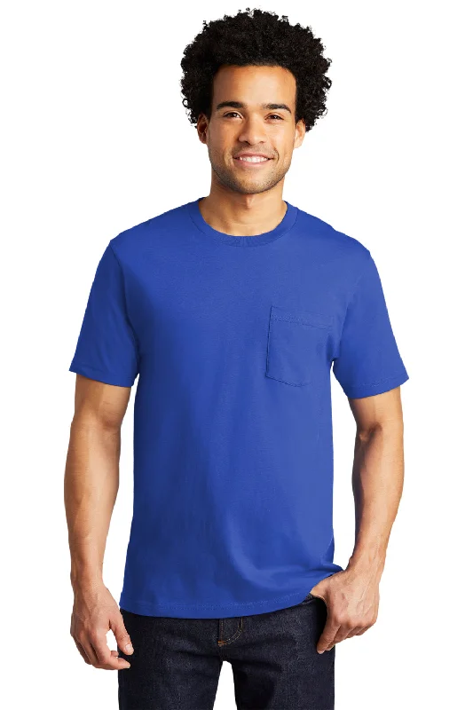 Men's short-sleeve soft perforated top-Port & Company Mens Bouncer Short Sleeve Crewneck T-Shirt w/ Pocket - True Royal Blue