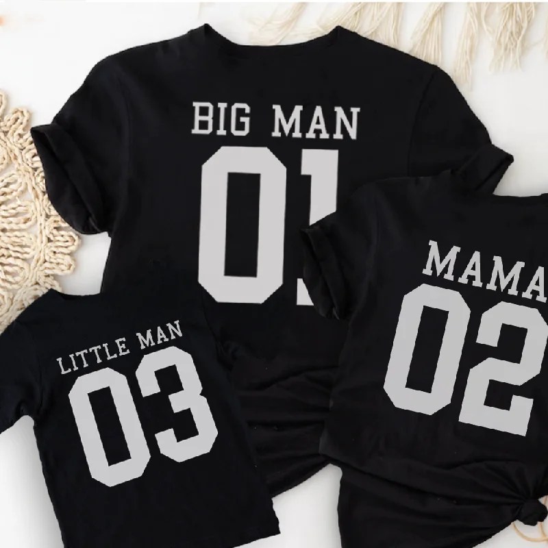 Men's short-sleeve soft barbecue tee-Big Man, Mama & Little Man Matching Black T-Shirts